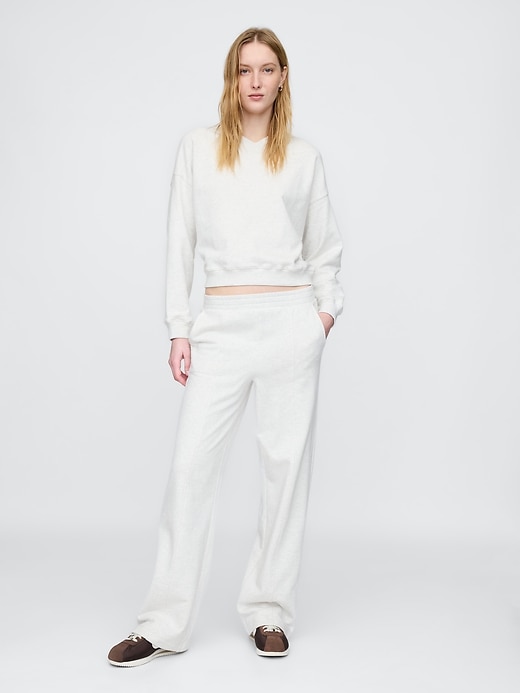 Image number 1 showing, French Terry Seamed Wide-Leg Sweatpants