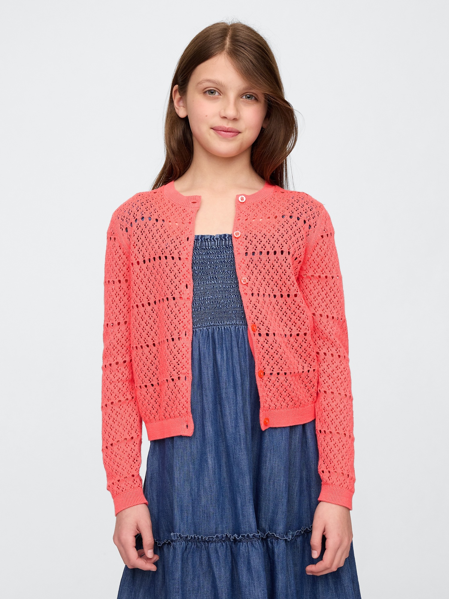 Girls Pointelle Cardigan