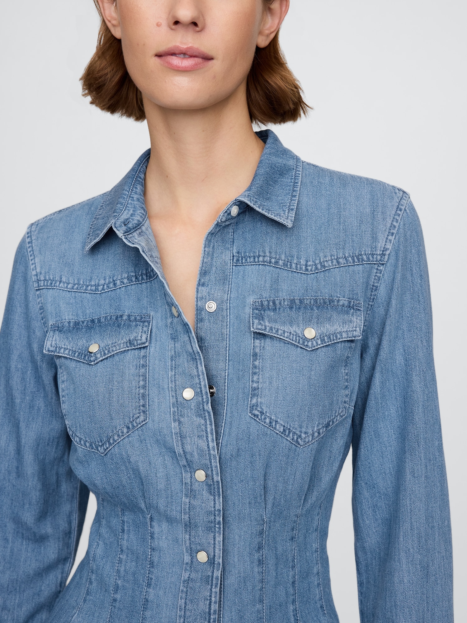 Western Denim Mini Shirtdress