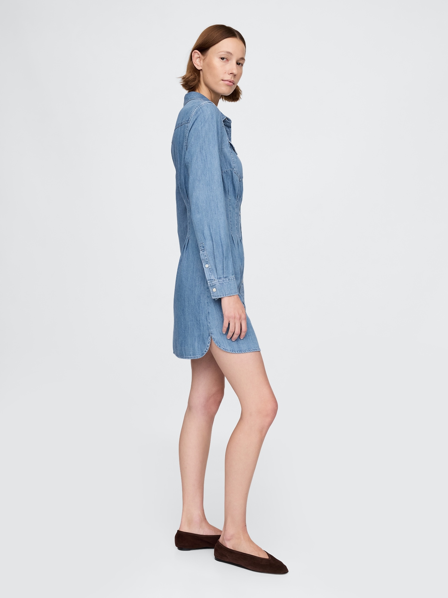 Western Denim Mini Shirtdress